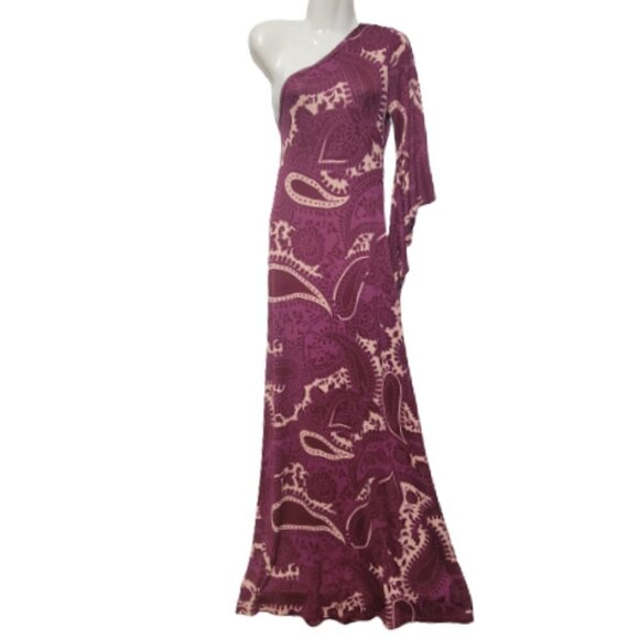 PURPLE Maxi One Shoulder Figure Hugging Long Dress   Size S/M - Picture 1 of 7